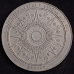 Medalha Comemorativa, Calendário Asteca e Pedra do Sol - México,  Estanho, Peso 80 g, Diâmetro 75 mm, Muito Bem Conservada.