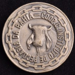 Medalha Comemorativa, 25º Aniversário da COOP.C.Instituto de Pecuária da Bahia, Data 15/07/1960, Bronze Prateado, Peso 41 g, Diâmetro 45 mm,, Muito Bem Conservada.