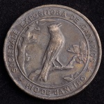 Medalha Comemorativa, Sociedade Expositoras de Canários - Rio de Janeiro, Data 1924, Prata, Peso 13,5 g, Diâmetro 30 mm, Muito Bem Conservada.