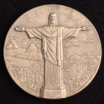 Medalha Comemorativa, Cinquentenário da Inauguração da Estátua do Cristo Redentor, Data 1881, Prata, Peso 64 g, Diâmetro 50 mm, Certificado de Autenticidade, Clube da Medalha do Brasil, Flor de Cunho.