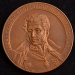 Medalha Comemorativa, Primeiro Centenário de Bolívia, Data 1825/1925, Bronze, Peso 37 g, Diâmetro 47 mm, Flor de Cunho.