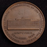 Medalha Comemorativa, Colocação da Pedra Fundamental de Los Talleres de Don Bosco - Montevidéu / Uruguai, Data 26 de Abril de 1896, Cobre, Peso 30 g, Diâmetro 46 mm, Flor de Cunho.