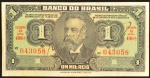 Cédula Brasileira, Banco do Brasil - República, Valor Mil Reis Aproveitadas e Circuladas como Cruzeiro, 1ª Estampa - Série 406ª, Período de Circulação 1942/1955, Efígie Campos Salles, Soberba.