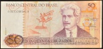 Cédula Brasileira, Banco Central do Brasil - República, Valor 50 Cruzados, Série A0001 / Chancelas Dilson Funaro/Fernão Bracher, Data 1986, com Manchas, Soberba.