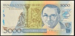 Cédula Brasileira, Banco Central do Brasil - República, Valor 5000 Cruzados, Primeira  Série A0001 / Chancelas Mailson F. da Nóbrega / Elmo Camões, Data 1988, Soberba.