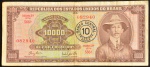 Cédula Brasileira, Banco Central do Brasil - República, Valor 10000 Cruzeiros com Carimbo de 10 Cruzeiros Novos, 2ª Estampa - Série 566ª Chancelas Ruy Leme/Antonio D.Netto, Período de Circulação 1967/1973, Efígie Santos Dumont, Muito Bem Conservada.