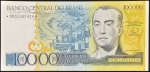 Cédula Brasileira, Banco Central do Brasil - República, Valor 100 Mil Cruzeiros, REPOSIÇÃO - Série *0001A, Chancelas Dilson Funaro/Fernão Bracher, Período de Circulação 1984/1985, Efígie JK, Soberba/FE.
