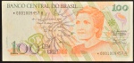 Cédula Brasileira, Banco Central do Brasil - República, Valor 100 Cruzeiros, REPOSIÇÃO - Série *0001A, Chancelas Zélia Cardoso de Mello/Ibrahin Eris, Período de Circulação 1991/1993, Efígie Cecília Meirelles, Soberba.