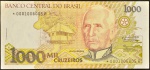 Cédula Brasileira, Banco Central do Brasil - República, Valor 1000 Cruzeiros, REPOSIÇÃO - Série *0001A, Chancelas Zélia Cardoso de Mello/Ibrahin Eris, Período de Circulação 1991/1993, Efígie Índio Carajás, Flor de Estampa.