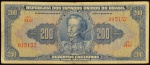 Cédula Brasileira, AUTOGRAFADA, Valor 200 Cruzeiros, 1ª Estampa, Período de Circulação 1943/1960, Efígie D.Pedro I, Muito Bem Conservada.