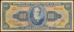 Cédula Brasileira, Valor 100 Cruzeiros, 1ª Estampa, Período de Circulação 1943/1960, Série 613ª - Chancelas Claudionor de Souza Lemos/Lucas Lopes, Efígie D.Pedro II, Muito Bem Conservada.