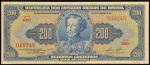 Cédula Brasileira, Valor 200 Cruzeiros, 1ª Estampa, Período de Circulação 1943/1960, Série 606ª - Chancelas Claudionor de Souza Lemos/Lucas Lopes, Efígie D.Pedro I, com Manchas - Soberba.