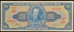 Cédula Brasileira, Valor 200 Cruzeiros, 1ª Estampa, Período de Circulação 1943/1960, Série 1105ª - Chancelas Reginaldo Fernandes Nunes/Otávio G. de Bulhões, Efígie D.Pedro I, Flor de Estampa.