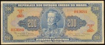Cédula Brasileira, Valor 200 Cruzeiros, 1ª Estampa, Período de Circulação 1943/1960, Série 1382ª - Chancelas Sergio Augusto Ribeiro/Otavio G. de Bulhões, Efígie D.Pedro I, MBC/Soberba.