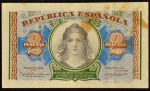 Cédula Estrangeira, ESPANHA, Ministério das Autoridades Fiscais e Finanças, Valor 2 Pesetas, Ano 1938, Muito Bem Conservada.