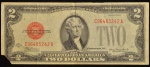 Cédula Estrangeira, ESTADOS UNIDOS da AMÉRICA, Valor 2 Dollars, Série 1928D, Faltando um Pedaço no Canto Inferior Esquerdo, Muito Bem Conservada.