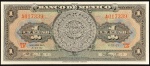 Cédula do MÉXICO, Valor 1 Peso, Data 08/11/1961, Flor de Estampa.