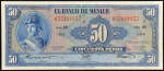 Cédula do MÉXICO, Valor 50 Pesos, Data 25/01/1961, Flor de Estampa.