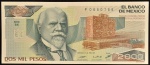Cédula do MÉXICO, Valor 2000 Pesos, Data 24/02/1987, Flor de Estampa.