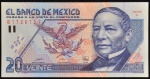 Cédula do MÉXICO, Valor 20 Novos Pesos, Data 10/12/1992, Flor de Estampa.