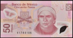 Cédula do MÉXICO, Valor 50 Pesos, Data 10/01/2012, Polímero, Flor de Estampa.