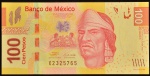 Cédula do MÉXICO, Valor 100 Pesos, Data 23/04/2009, Polímero, Flor de Estampa.