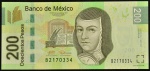 Cédula do MÉXICO, Valor 200 Pesos, Data 03/05/2010, Polímero, Flor de Estampa.