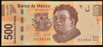 Cédula do MÉXICO, Valor 500 Pesos, Data 08/03/2010, Polímero, Flor de Estampa.