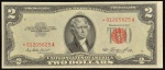 Rara Cédula dos Estados Unidos da América, Valor 2 Dollars, Série 1953 Com *, Selo Vermelho, Flor de Estampa.