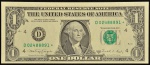 Cédula dos Estados Unidos da América, Valor  1 Dollar, Série 1988 A com *, Flor de Estampa.