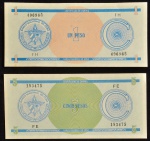 Coleção de Cédulas de CUBA, Valores 1 e 5  Pesos, Série 1994, Flor de Estampas.