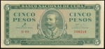 Cédula Estrangeira, CUBA, com a Assinatura de CHE GUEVARA como Presidente do Banco Central , Valor 5 Pesos, Série 1961, Flor de Estampa.