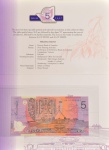 Cédula Estrangeira, AUSTRÁLIA, no Folder - Data 1997, Valor 5 Dollars, Polímero, Flor de Estampa.