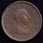 Moeda Estrangeira, INGLATERRA, Rei Georgius III, Valor 1 Penny, Data 1806, Cobre, Soberba.