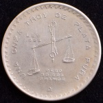 Casa da Moeda do MÉXICO, Ano 1980, Peso 33,6 g de Prata 925 = 1 Onça de Prata Pura 999, Ótima para Investimento, Flor de Cunho.