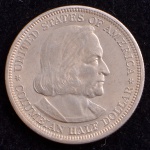 Moeda Comemorativa, USA - Colombo Exposição Mundial, Valor Half Dollar, Data 1492/1892, Prata, Peso 12,5 g, Flor de Cunho.