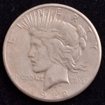 Moeda Estrangeira, USA, Valor Dollar ( PEACE ), Ano 1922 S, Prata, Peso 26,6 g, Soberba.