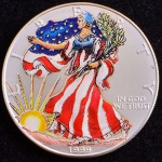 Moeda Estrangeira, USA, Valor Dollar, Ano 1999, Prata 999, Peso 31 g = 1 Onça, Série Esmaltada, Flor de Cunho.