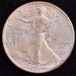 Moeda Estrangeira, USA, Valor Dollar, Ano 1991, Prata 999, Peso 31 g = 1 Onça, Flor de Cunho.