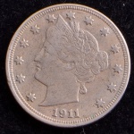 Moeda Estrangeira, USA, Valor V Cents, Ano 1911, Níquel, Muito Bem Conservada.