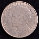 Moeda Comemorativa, CUBA, Centenário de  Marti - 1853/1953, Valor 1 Peso, Prata, Peso 26,7 g, Soberba.