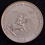 Moeda Comemorativa, CUBA, O Cavalheiro Engenhoso Don Quixote de la Mancha, Valor 1 Peso, Ano 1982, Níquel, Flor de Cunho.