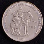 Moeda Comemorativa, CUBA, O Cavalheiro Engenhoso Don Quixote de la Mancha, Valor 1 Peso, Ano 1982, Níquel, Flor de Cunho.