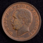 Moeda Estrangeira, PORTUGAL, Reinado Luiz I, Valor XX Reis, Ano 1883, Bronze, Soberba.