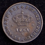 Moeda Estrangeira, PORTUGAL, Reinado Pedro V, Valor 50 Reis, Ano 1861, Prata, Muito Bem Conservada.