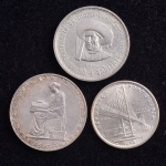 Moedas de PORTUGAL, República, Comemorativas a Ponte Salazar; Infante D.Henrique; , Valor 20 Escudos, Datas 1953; 1960; 1966, Prata, Soberbas/FC.