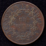 Moeda Estrangeira, CHILE, Valor Centavo, Ano 1853, Cobre, Muito Bem Conservada.