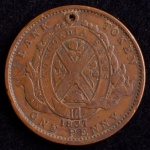 Moeda Estrangeira, LOWER CANADÁ - Administração Britânica ( Token ), Valor 2 Sous ( Penny ), Ano 1837, Cobre, com Pequeno Furo, Muito Bem Conservada.