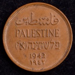 Moeda Estrangeira, PALESTINA ( Administração Britânica ), Valor 1 Mil, Data 1942, Bronze, Soberba.