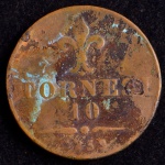 Moeda Estrangeira, ESTADO ITALIANO - NÁPOLES, Reino de Francisco II, Valor 10 Tornesi, Ano 1859, Cobre, Muito Bem Conservada.